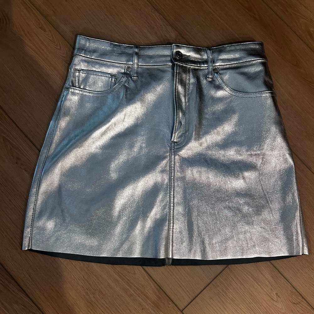 Express Metallic Silver Mini Skirt